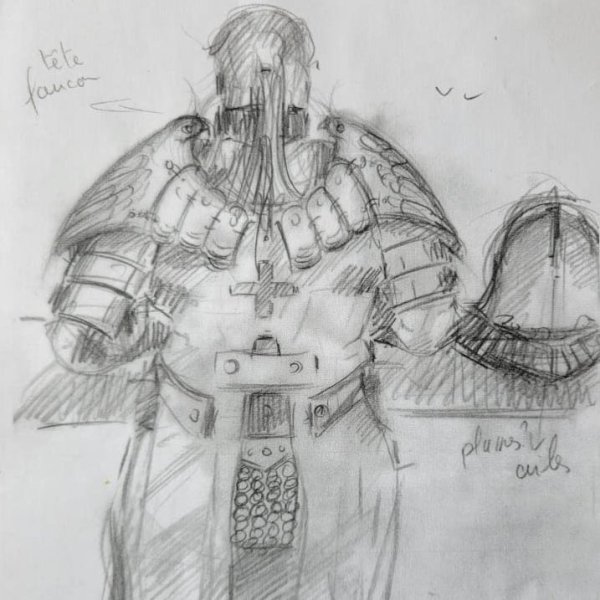 Croquis du Chevalier Galaad par Michael Thomazo